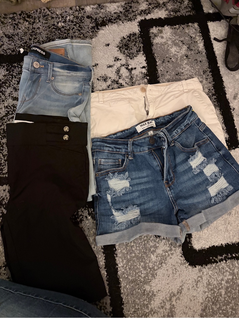 Wax Jean Distressed Cuffed Denim Shorts - Blue